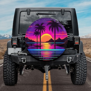 Cubierta de neumáticos de repuesto Sunset Reflection on Water, cubierta de neumáticos personalizada, cubierta de neumáticos personalizada, regalo para amantes de los coches, cubierta de neumáticos RV SUV, accesorios para automóviles