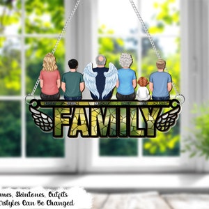 Personalized Window Hanging Suncatcher Ornament, Family I'm Always With You, Custom Memorial Gift for Family Members Mom Dad Brother Sister 画像 2