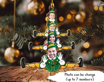 2024 Family Elves Christmas Ornament, Personalized Acrylic Ornament, Custom Family Photo Christmas Ornament, Picture Christmas Ornament Gift