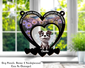 Custom Dog Memorial Suncatcher, Personalized Dog Loss Sympathy Gift With Name And Date, Loss Of Dog Gift, Pet Memorial Gift - Israel