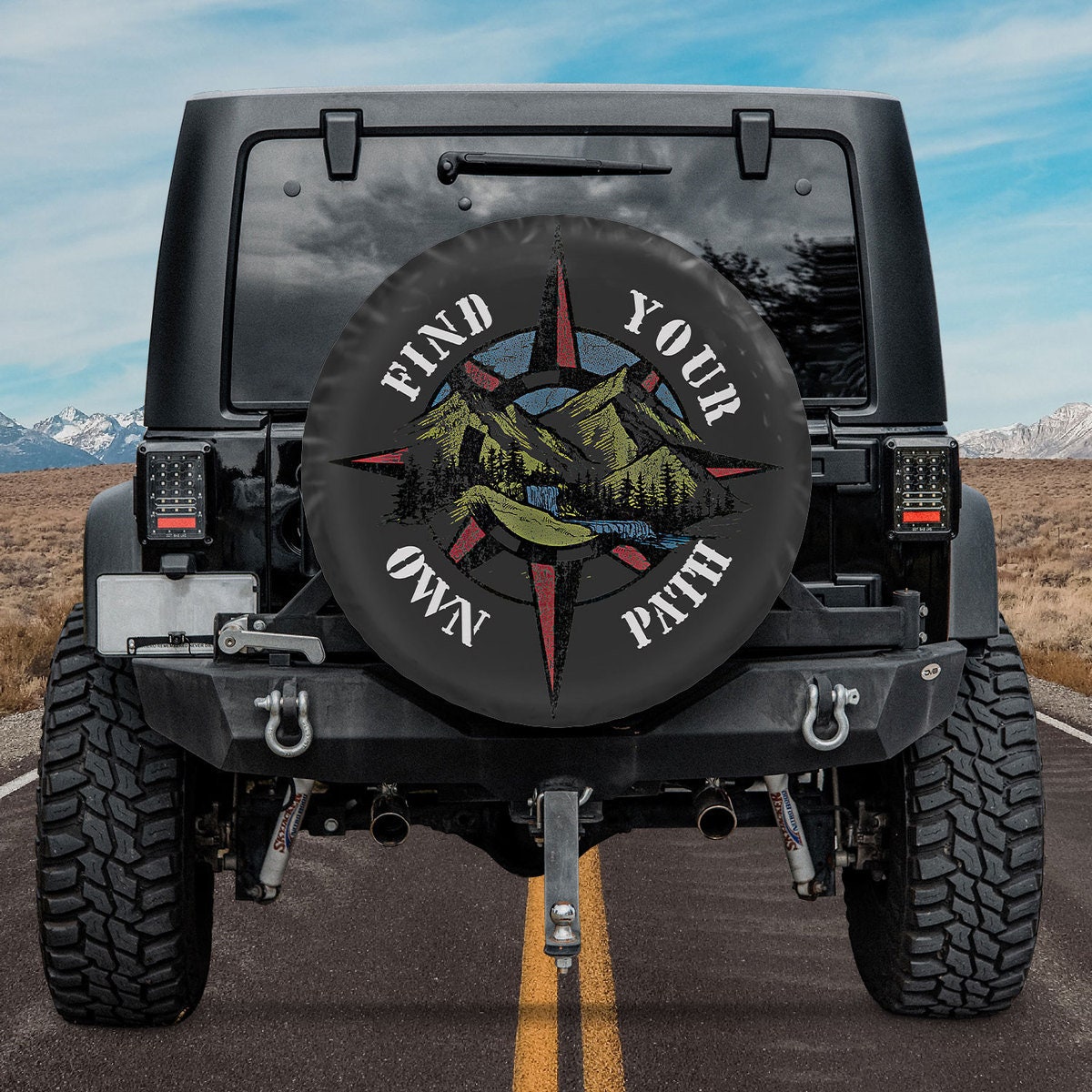 Spare Tire Cover Mountain Compass Find Your Own Path Spare - Etsy