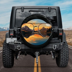 Sunglasses Mountain Sunset Spare Tire Cover, Custom Tire Cover, Personalized Tire Cover,Gift for Car Lover,RV SUV Tire Cover,Car Accessories