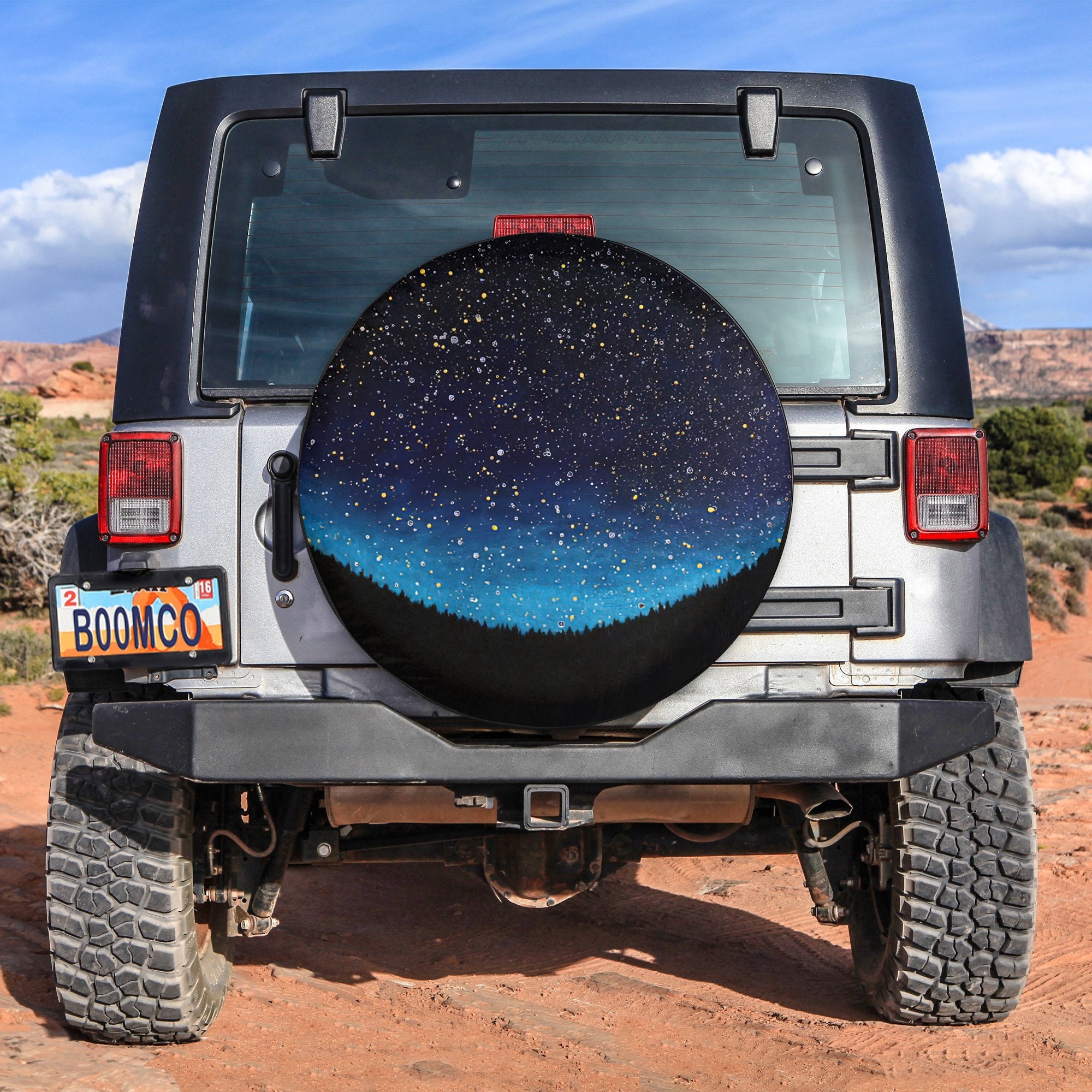 Starry Night in the Mountain Moon Light Spare Tire Cover for any