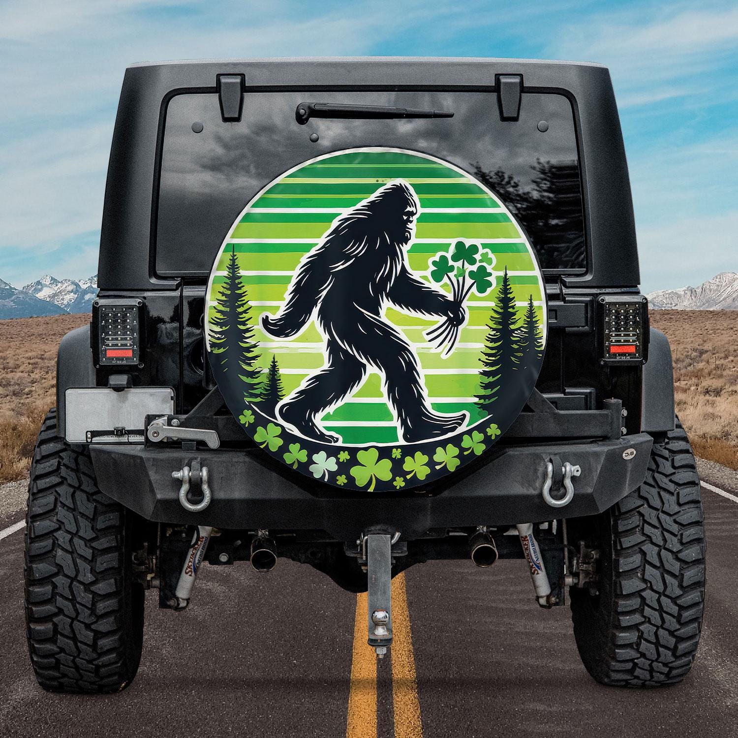 Discover Bigfoot Irish Shamrock Spare Tire Cover for St. Patrick's Day, Irish Gift for Him and Her