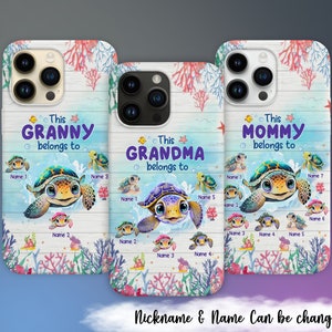This Grandma Belongs To Turtle - Gepersonaliseerde telefoonhoes,aangepaste oma-telefoonhoes met schildpad kleinkinderen,waterdieren Telefoonhoes zeeschildpad