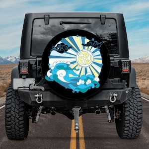 Cubierta de neumáticos de repuesto para camper, Boho Ocean Waves, cubierta de neumáticos de repuesto Sea Ocean con o sin orificio para cámara, regalo de cubierta de neumáticos para coches nuevos