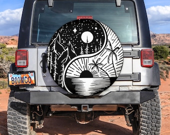 Spare Tire Cover For Camper, Yin Yang Tree of Life Spare Tire Cover With or Without Camera Hole, Tire Cover For RV, Bronco, Any Vehicle