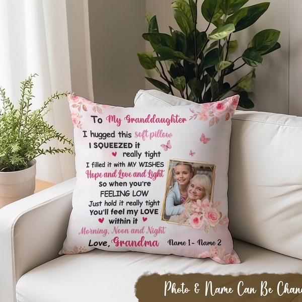 Granddaughter Daughter Photo Pillow, Personalized To Granddaughter From Grandma, Birthday Gift For Granddaughter, Pillow For Granddaughter
