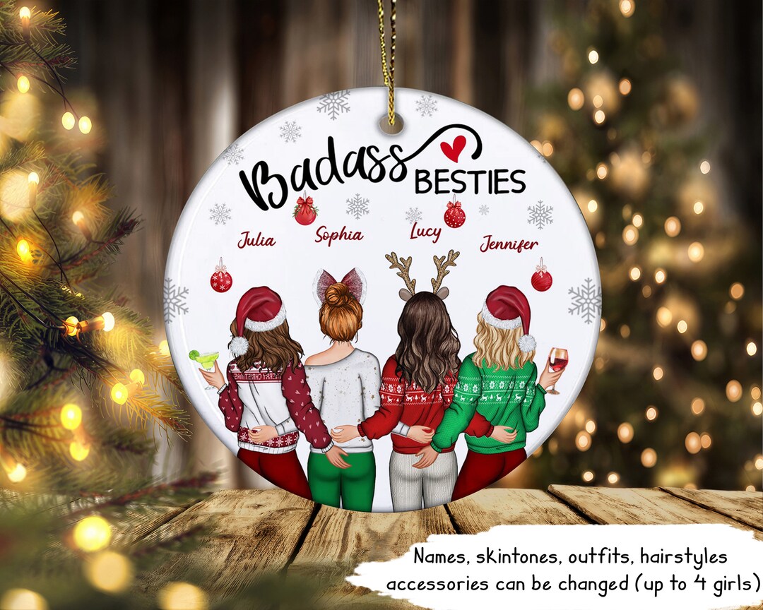 Besties Ornament, Custom Best Friend Ornament, Besties Christmas