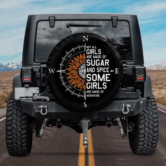 GENANY Sunflower Quote PVC Leather Spare Tire Cover - Universal Fit For Jeep, RV, Trailer (Size 15, 14-18" Range)