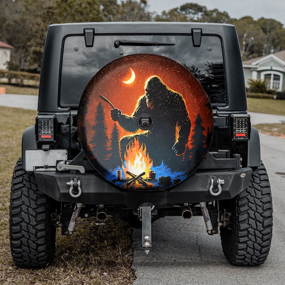 Lotusprinthandmade Bigfoot Funny Bigfoot Lover Spare Tire Cover With Backup Camera Hole 6 Sizes 34 In