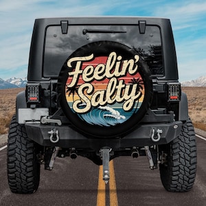Feelin&#39; Salty Summer Beach Wave Spare Tire Cover, Beach Sunset Waves Scene Spare Tire Cover, Sunshine And Wave Spare Tire Cover Campers