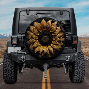 Colorful Gold Sunflower Spare Tire Cover, Botanical Spare Tire Cover, Gardener Gift, Gifts For Her, Hospital Gift, Best Friend Birthday Gift