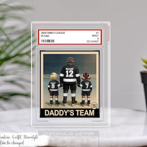 Style carte à collectionner Hockey n° 1, papa homme et enfants, bloc acrylique personnalisé pour papa, cadeau fête des pères pour papa hockey, cadeau mari lui