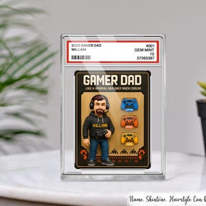 Cadeau personnalisé pour la fête des pères, style carte à collectionner, plaque bloc acrylique pour papa joueur, cadeau pour nouveau papa, cadeau pour papa joueur d'un enfant, cadeau pour mari joueur