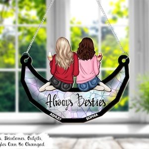 Personalized Window Hanging Suncatcher, Besties Keepsake Gift, Friendship Gift For Women, Soul Sisters Christmas Gift, Birthday Gift For Her