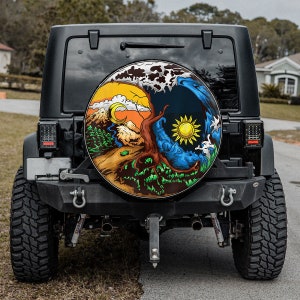 Housse de roue de secours pour camping-car, Love Your Mother Earth Yin Yang Housse de roue de secours avec ou sans trou pour appareil photo, Housse de pneu pour le camping, tout véhicule