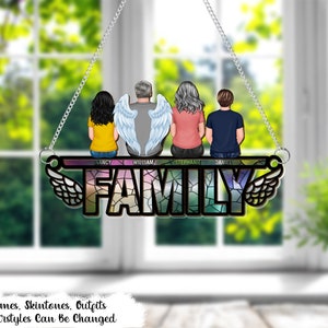 Personalized Window Hanging Suncatcher Ornament, Family I'm Always With You, Custom Memorial Gift for Family Members Mom Dad Brother Sister 画像 1