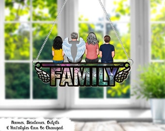 Personalized Window Hanging Suncatcher Ornament, Family I'm Always With You, Custom Memorial Gift for Family Members Mom Dad Brother Sister