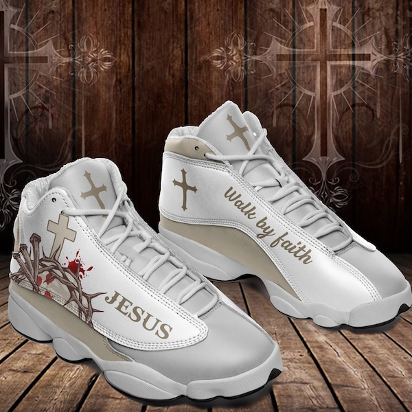 Jesus - Walk By Faith AJD13 Sneakers 190 Trendy Shoes, Kid's Shoe, Halloween Shoes, Christian Jesus, God Running Shoes,Sporty Sneakers,