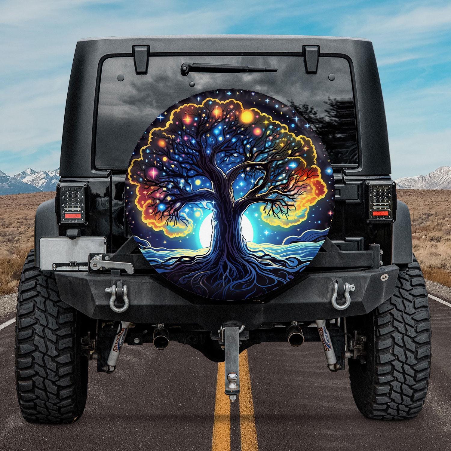Flame Skull Spare Tire Cover – Waterproof UV Protection, Universal Fit For RV SUV Truck (Choose Size 12-18in) - View #5