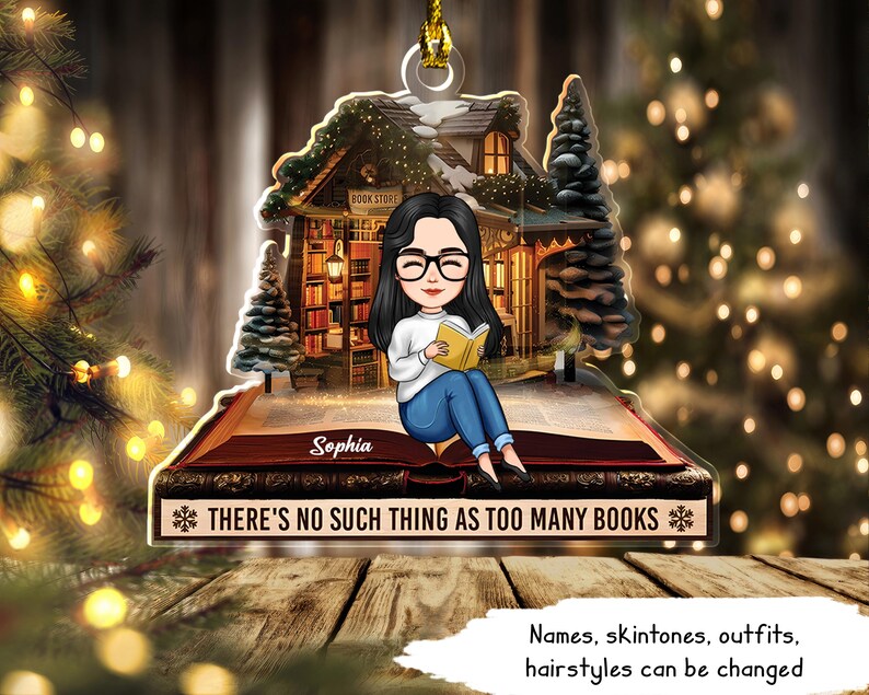 Bookish Christmas Decoration, Bookworm Ornament, There's No Such Thing