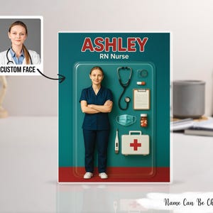 3D Effect Nurse Custom Figure Personalized Acrylic Block Plaque, Personalized Nurse Appreciation Gift, Nurse Retirement Gift, Rn Grad Gift