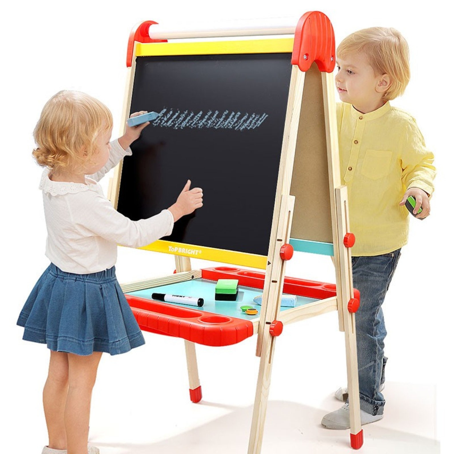 Kids Childrens Wooden 3 In 1 Blackboard Artists paper roll & Etsy