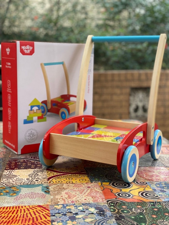 Tooky Toy - Baby walker with wooden blocks activity walker
