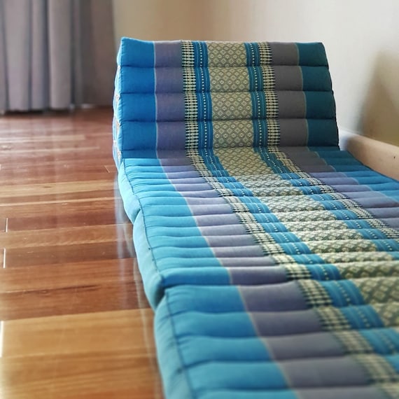 Thai relaxation cushions 3-Folds comfort with backrest Cushion -100% Kapok Fibre-JUMBO XXL size-BLUE
