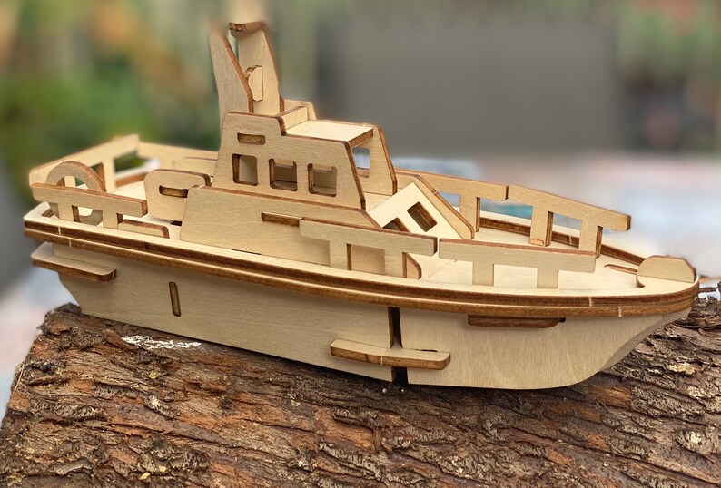 Kids wood model toy Boatplywood DIY kit with paint set Etsy