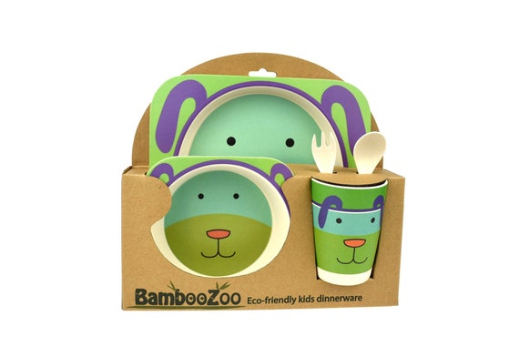 Bamboo Kids Animal themed dinnerware 5pcs-Cat
