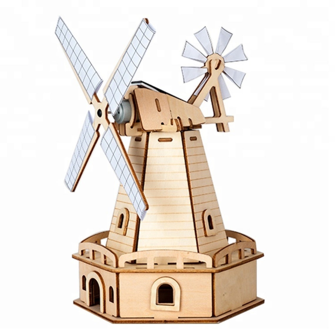 Model kit plywood puzzle Solar powered Windmill Wood Build Etsy