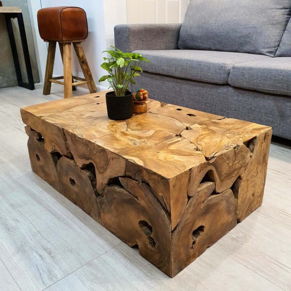 Side table Inlayed Teak Root Coffee Table 90x50cm.