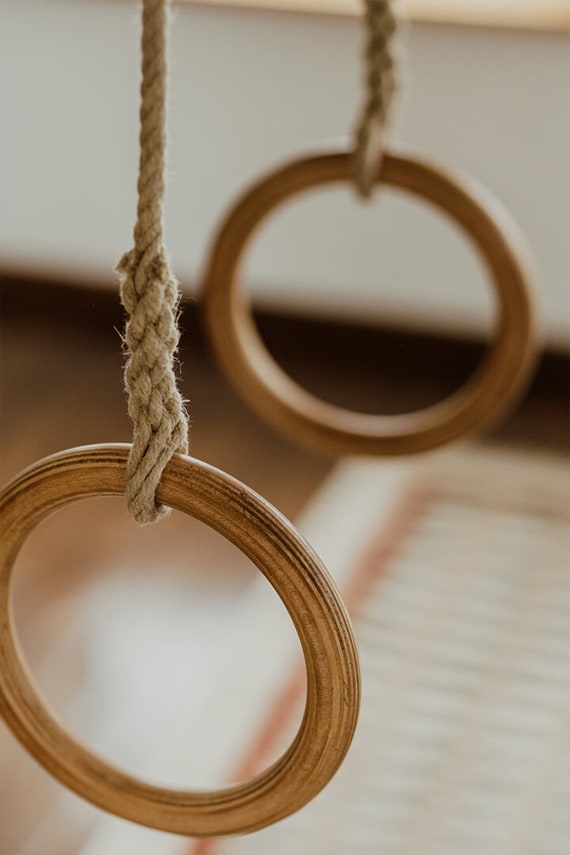 Children's Gymnastics rings, wooden swing rings for indoor outdoor fun
