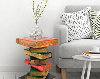 Book Stack Side Table, corner Stool, Plant Stand Raintree Wood Natural Colour Finish-