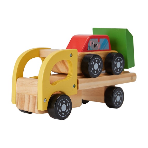 Kids Wooden Car Carrier Truck Toy (Wood) movable tray and car-Age: 18 M+