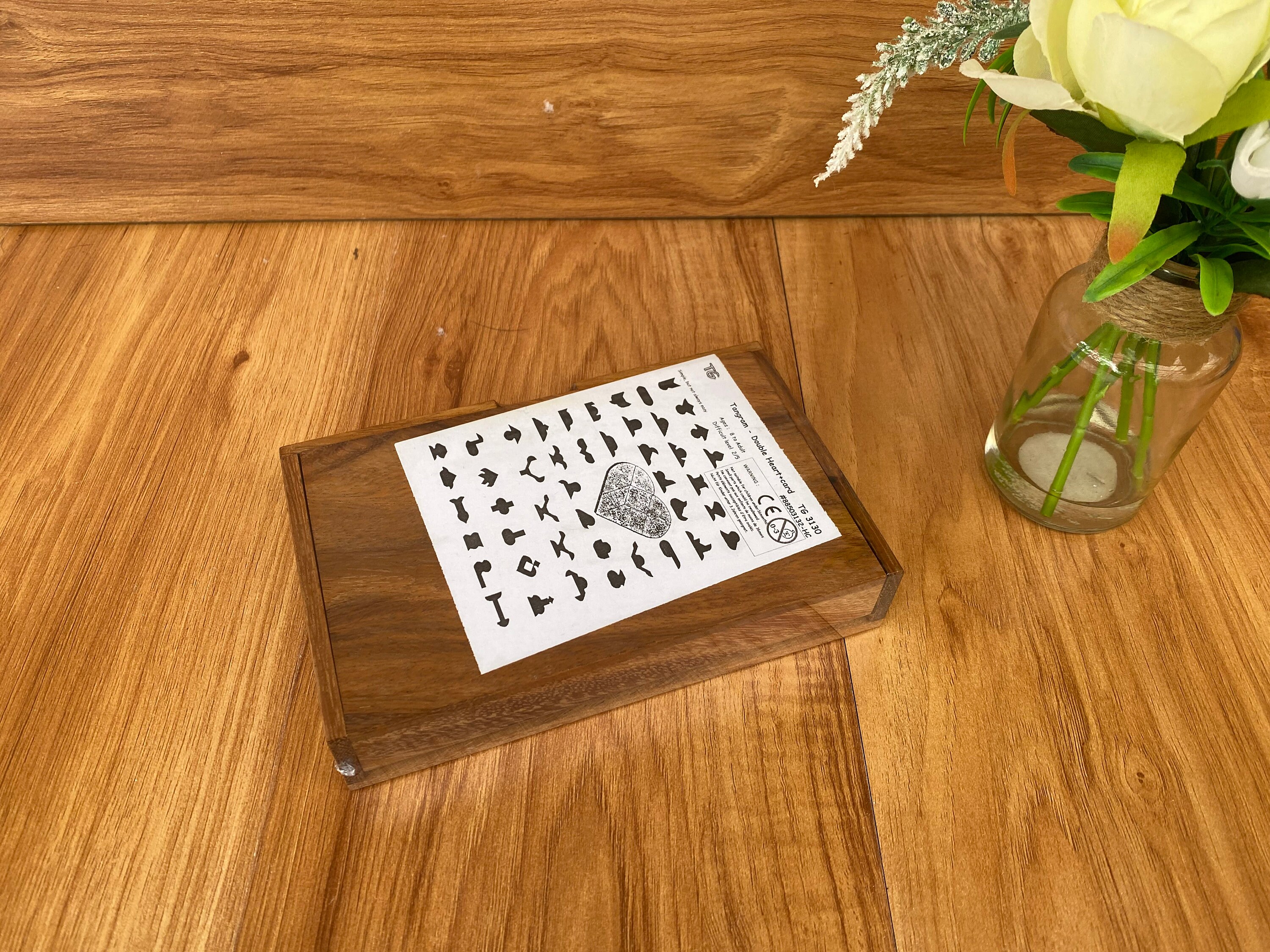 Logic Heart Tangram Set With Play Cards Wooden Puzzle Game - Etsy