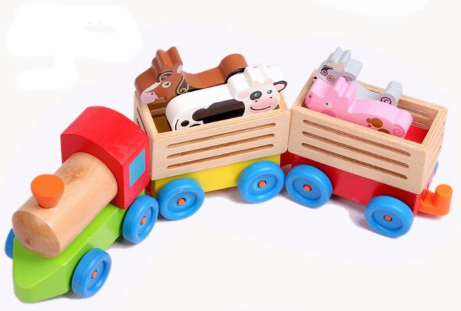 Wooden Animal Farm Train NEW Kids Classic Play Toy-out of - Etsy