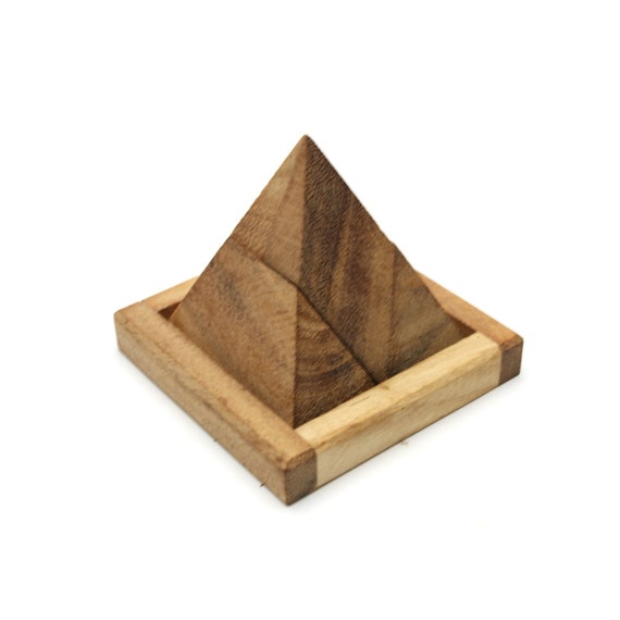 Triangle Pyramid wood 4 piece puzzle 3D hand made wooden Puzzles - for kids or adults