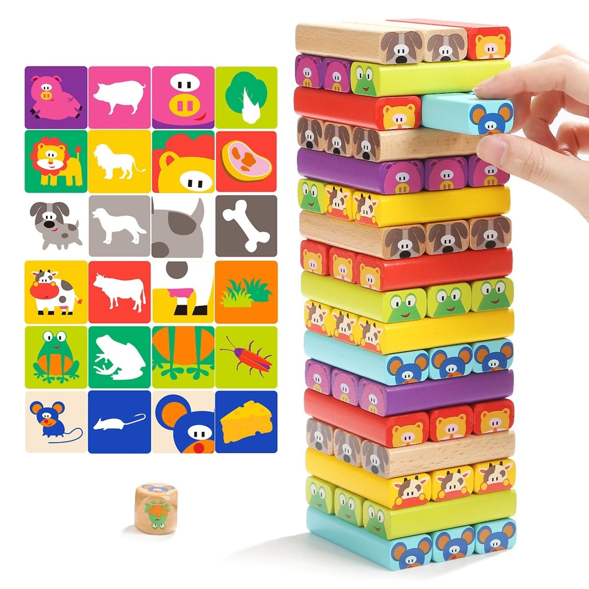 TOP BRIGHT Coloured Wooden Blocks Stacking Board Games for Etsy