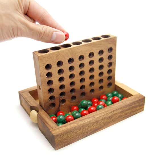 4 IN A ROW GAME Connect four board game with marbles-ready for travel.
