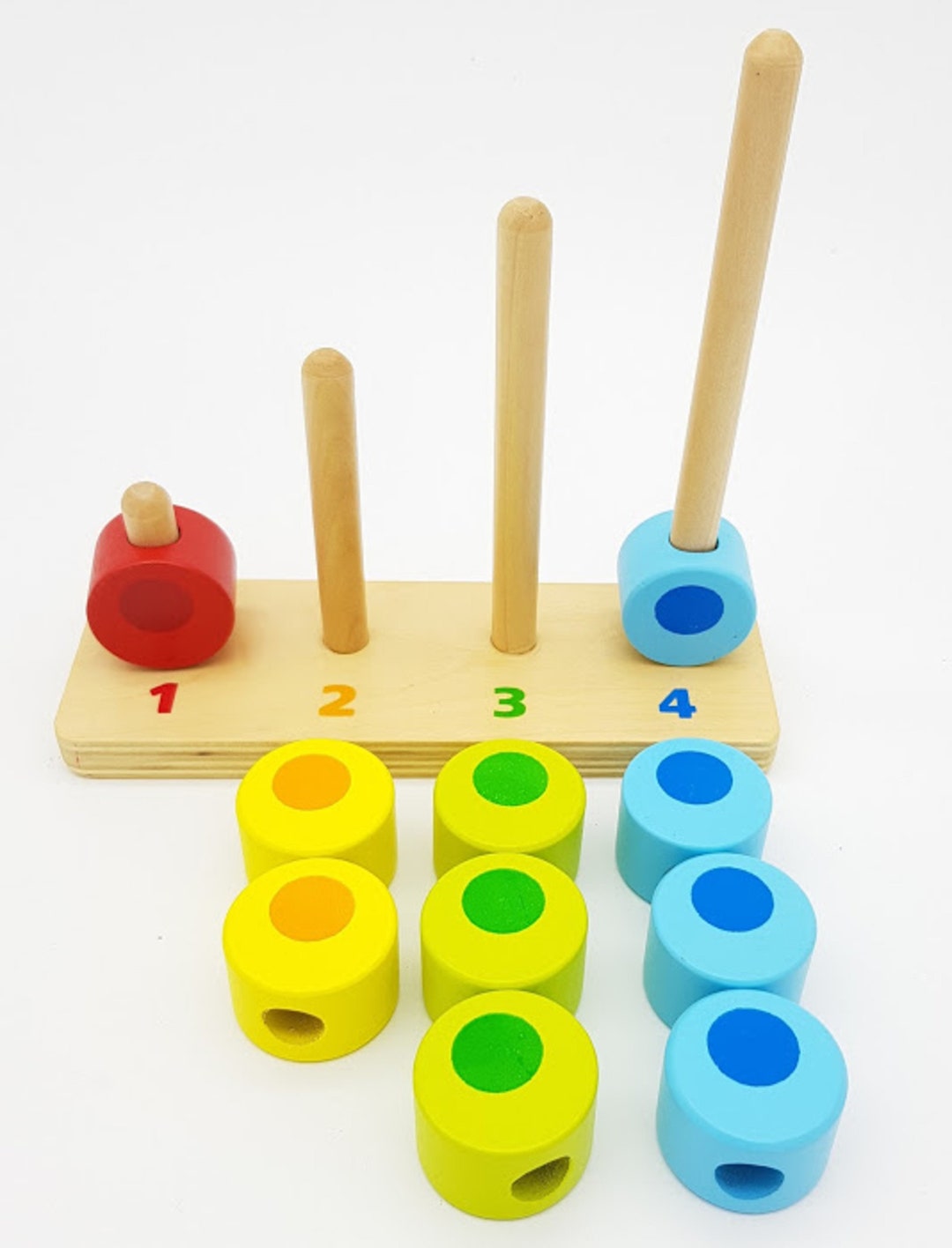 Counting Stacker Wooden Toy Tower Shapes Learn to Count Etsy