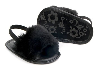 infant fur sandals