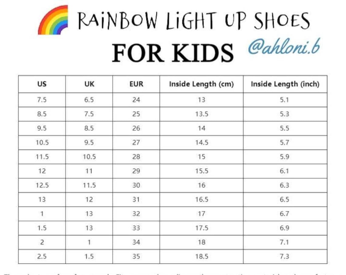 womens rainbow sandals size chart