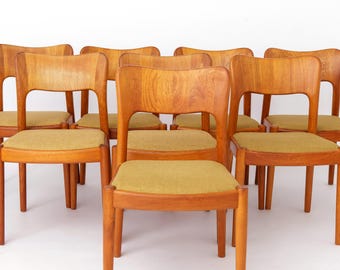 Set of 8 Niels Koefoed “Ole” Dining Chairs Danish Teak 1970s Mid Century Modern Restored Chairs