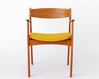 Erik Buch Teak Armchair, Denmark 1960s | Danish Mid-Century Modern Dining Chair, Restored & Reupholstered Vintage Design