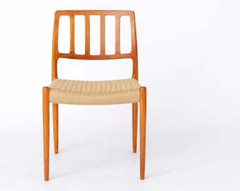 1 of 5 Niels Moller Chair, model 83, paper cord seat, 1970s Vintage