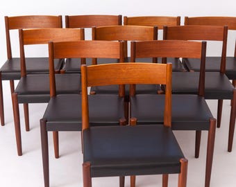 Set of 10 Poul M. Volther Teak Dining Chairs for Frem Røjle, Denmark, 1960s