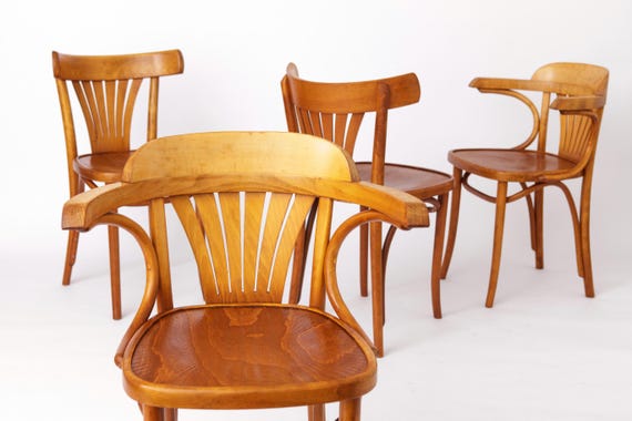 Set of 4 Vintage Radomsko ZMG Chairs, 1970s, Polish Design, Beech